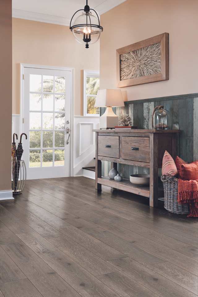 waterproof hardwood flooring in modern entryway